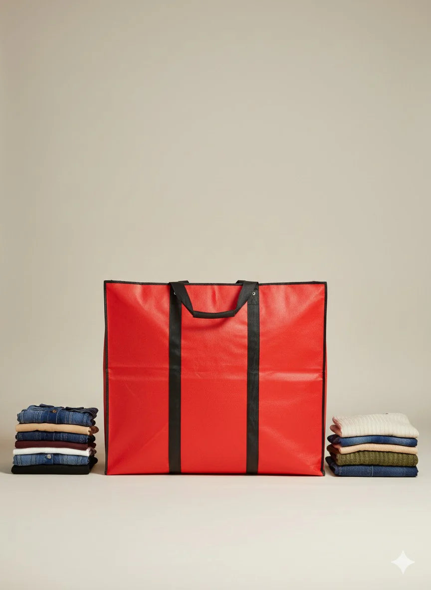 Storage Bag - Red - Size - 27*24+14 -120 GSM - Non Woven